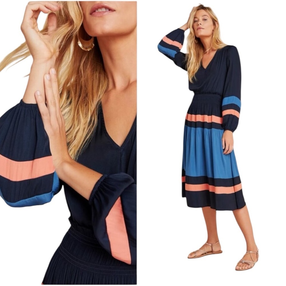 NEW Anthropologie Current Air Aidy Midi Soft Satin Midi Dress Women’s Size MP